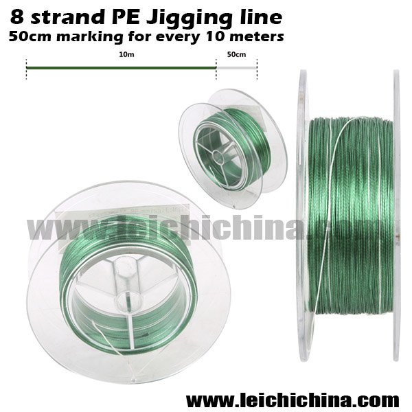 Jigging PE line every 10 meters should have a 50cm mark