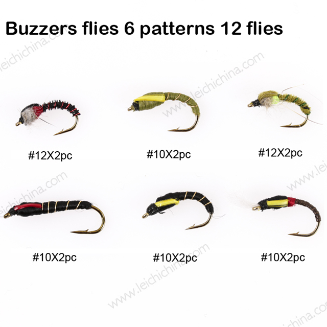 Buzzers flies 6 patterns 12 flies