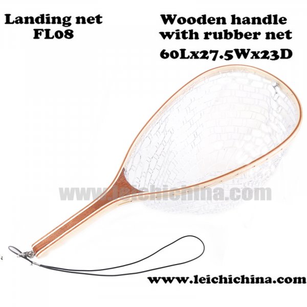 quality wood frame rubber net landing net FL08