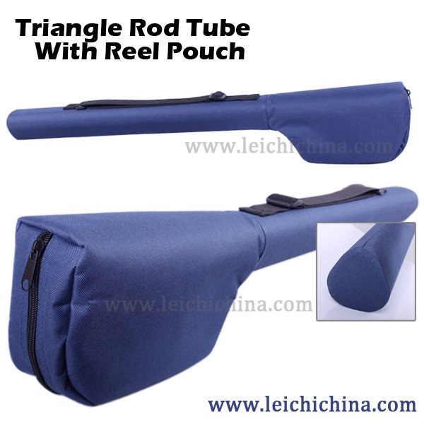 Triangle fly rod tube with reel pouch