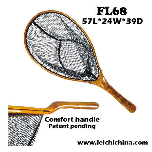 Comfortable Handle Burl Wood Landing Net FL68