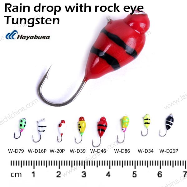 Tungsten ice fishing jig Rain drop with rock eye