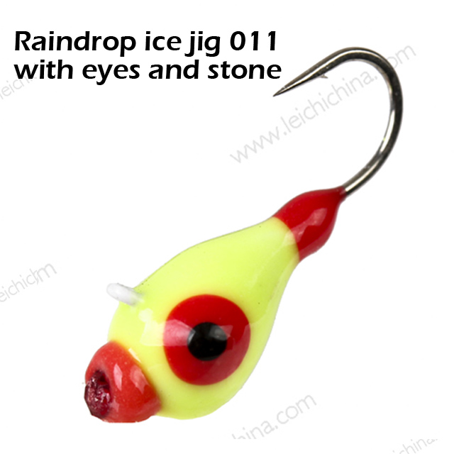 Raindrop ice jig 011 with eyes and stone