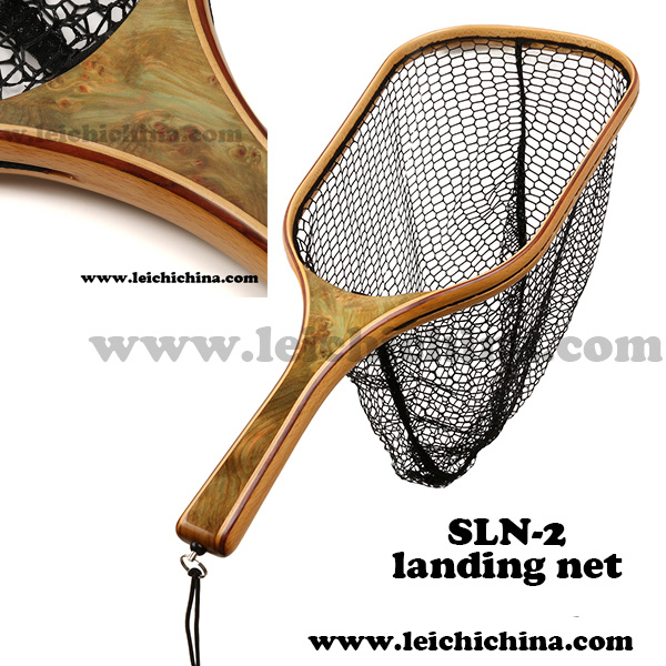 burl wood handle fly fishing trout net SLN-2