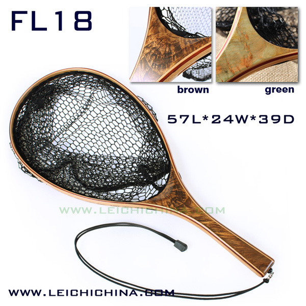 Top quality burl wood hand fly fishing Landing net FL18 - Qingdao Leichi  Industrial & Trade Co.,Ltd.