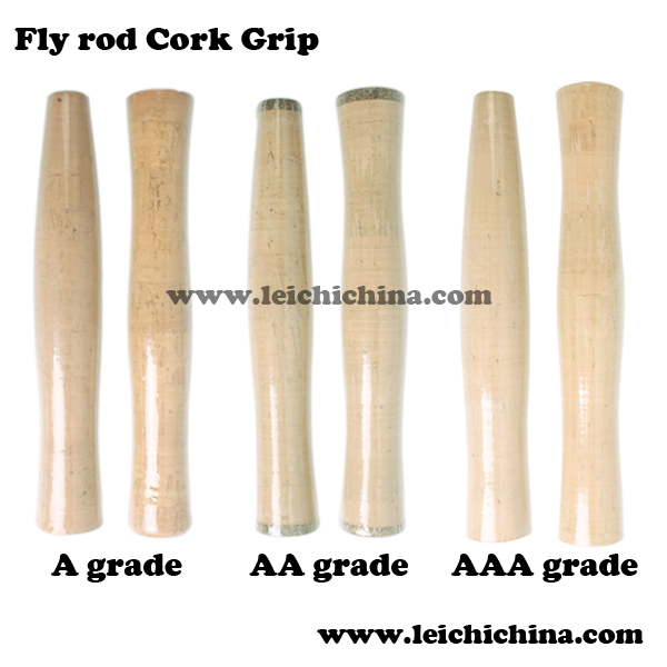 A grade, AA grade and AAA grade fly fishing rod cork grip