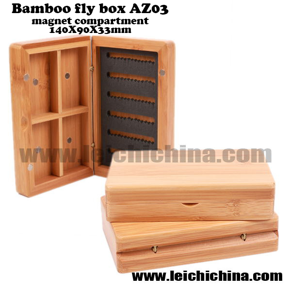Bamboo fly box AZ03 magnet compartment 140 90 33mm - Qingdao Leichi  Industrial & Trade Co.,Ltd.