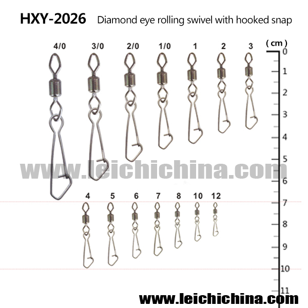 2026 Diamond eye rolling swivel with hooked snap