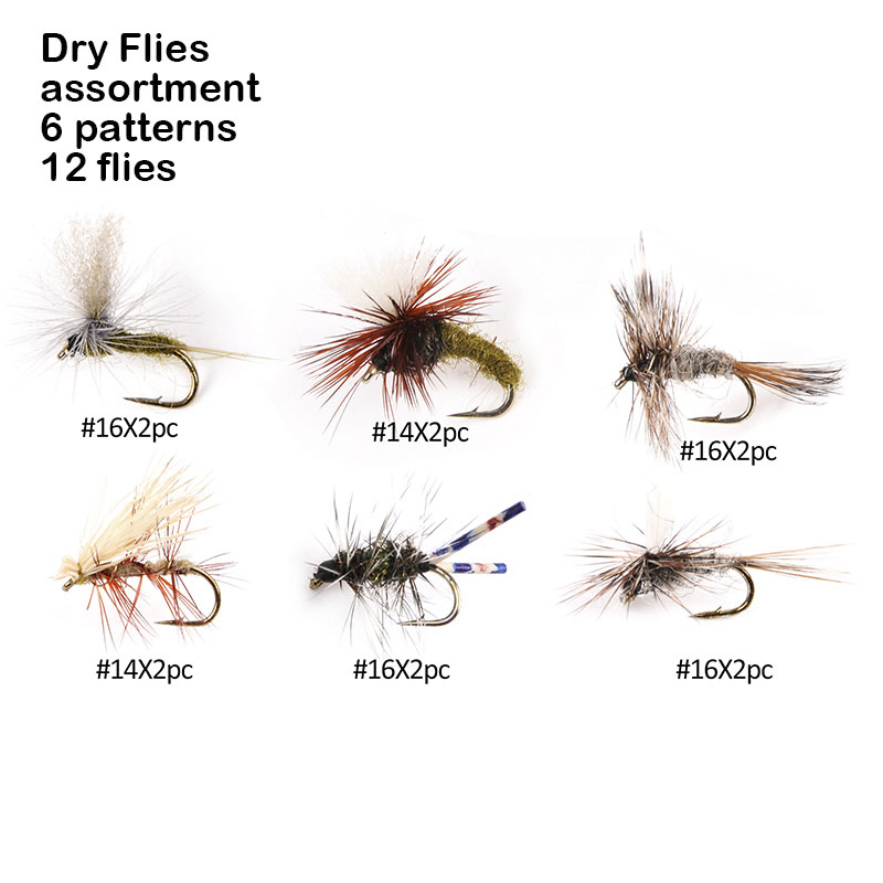 dry flies assortment 6 patterns 12 flies - 副本