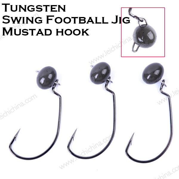 Tungsten Swing Football Jig  Mustad hook     Green Pumpkin and matt black