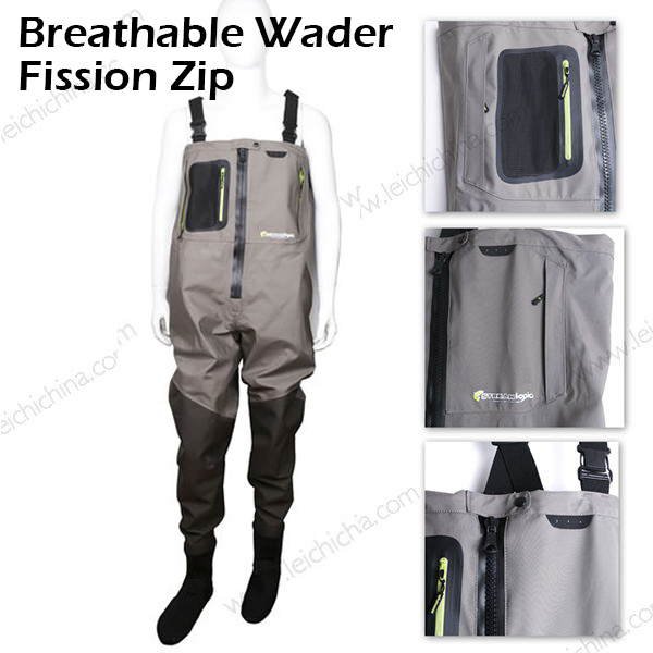 Breathable wader fission zip